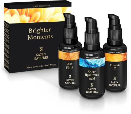 Satin Naturel Gift Set for Women 3x30 ml | Beauty Set with Vitamin C Serum, Hyaluronic Acid Serum and Ceramide Beauty Fluid with Organic Aloe Vera