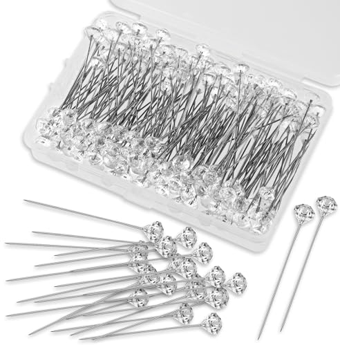 Stecknadeln 200 Stück Stecknadeln mit Kopf Kristall Strassnadel 5.1 cm Anstecknadeln Florale Anstecknadeln Blumenstraußnadeln Gerade Nadeln für Hochzeit Haarschmuck Dekoration Basteln Jewelry DIY
