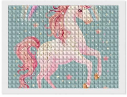 Nestaura Einhorn-Diamant-Malset, 5D-Diamantkunst zum Selbermachen mit quadratischen Diamanten für Wanddekoration und Geschenke (30,5 x 40,6 cm)