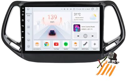 YLOXFW Autoradio Stereo Android 13.0 Navi für J-eep Compass 2016-2019 Sat GPS Navigation 10.1 Zoll Cartablet DVD Multimedia Player FM BT Receiver mit Carplay 4G 5G WiFi DSP SWC,Y150s