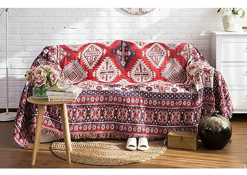 Bishilin Sofa Überzug 2 Sitzer 230x250CM, Sofabezug Ecksofa Nordisch Ethno Geometrie Motiv Couchbezug Eckcouch Katzenschutz Universal