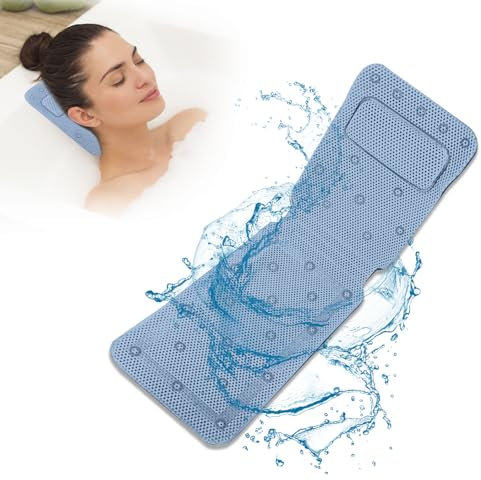 Sonhomay Full Body Bath Pillow for Tub Breathable Bathroom Mat Non-slip Bathtub Cushion with 30 Suction Cups Bathtub Accessories