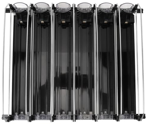 Refrigerator Drink Can Holder Beverage Can Pusher Sliding Adjustable Easy Loading 6 Rows Food Grade ABS Non-Slip Pantry (Black)