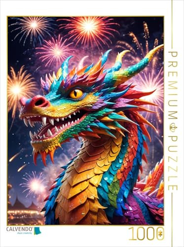 Puzzle · Feuerwerksdrache – Farben der Magie | Die kraftvolle Farbenpracht dieses majestätischen Drachen, der die… · 1000 Teile · Lege-Größe 64 × 48 cm · CALVENDO Puzzle