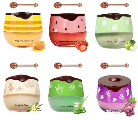 Colaren 6 PCS Honey Lip Balm, Honey Bee Balm UK Lips for Moisturizing Preventing Dry Cracked