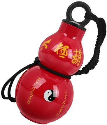 Alasum Chinesische Kürbis Sportflasche aus Kunststoff mit Großem Fassungsvermögen und Tragegurt Tragbare Rote Wasserflasche im Retro Stil für Outdoor Aktivitäten und Alltag