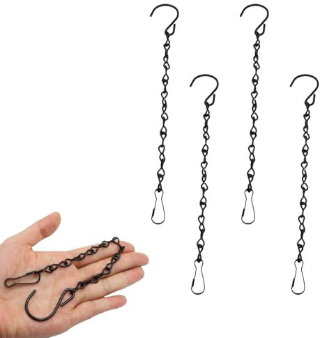 Metallo Catena Sospesa,2 PCS Nero Metallo Catena Sospesa Catena in Acciaio Nero con Fibbia a Gancio Catena per Appendere per Cesto Appesa Mangiatoie Uccelli Lanterne Campanelli Eolici e Ornamenti
