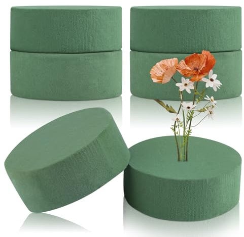 6 Pièces Mousse Florale, Mousse pour Fleurs Ronde, 10cm Mousse Fleuriste pour Fleurs Fraîches et Fleurs Artificielles, Mousse Verte Fleuriste pour La Décoration de Mariage