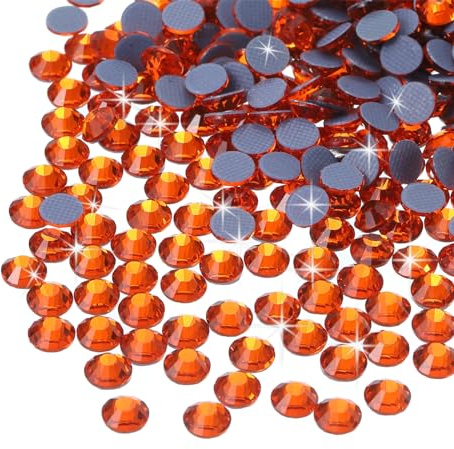 QUARKZMAN 2880 Stk Hotfix Strasssteine Flachrücken Kristallglas Edelsteine Kunst Strasssteine für Basteln Kleidung DIY Dekoration (SS8 2,5 mm, Orange)