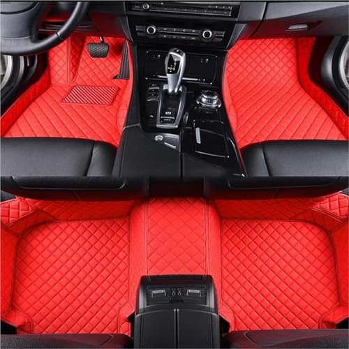 ZSHYTWE Auto Fußmatten Auto-Bodenmatte Für Kia Für Stonic 2017-2022 Mann Luxus Full Set Custom Interieur Frau Autozubehör Automatten(Rot)