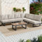 Jtyca Gartenmöbel Set, Balkonmöbel Set, Lounge Möbel Outdoor, Ecksofa, Outdoor-Relaxbett, Terassenmöbel mit Couchtisch,Kann In EIN Liegebett Umgewandelt Werden, Verzinkter Stahl, Grau