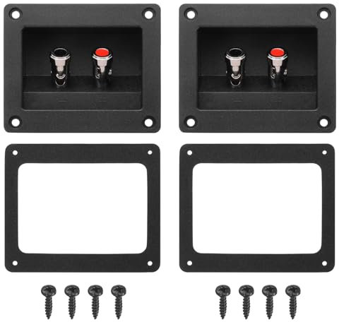 sourcing map 2Pcs 3 Inch Square Speaker Box Terminal Cup, 2-Way Subwoofer Plug Connectors Double Binding Posts Spring Loaded Jack for Car Stereo Speaker Wire Sub Box