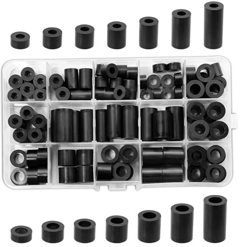 CHENYU Jeu de 100 Rondelles Plastique Noires Isolantes ABS M6 M8 pour Vis, Entretoises avec Boîte de Rangement en Plastique