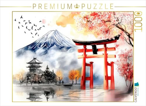 CALVENDO Puzzle Fuji und Torii - Japan | 1000 Teile Lege-Größe 64 x 48 cm Foto-Puzzle für glückliche Stunden