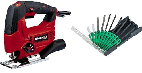 Einhell Sierra de Calar Electronica TC JS 80/1, Potencia 550 W, Color Rojo + Juego de 10 hojas de calar