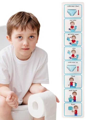 Potty Training Visual Aid - Toilet Sticker Chart, Kids Training Routine | Educational Bathroom Aid with Visual Tracking Tools for Toddler Development for Home Learning, Preschool, and Special Needs
