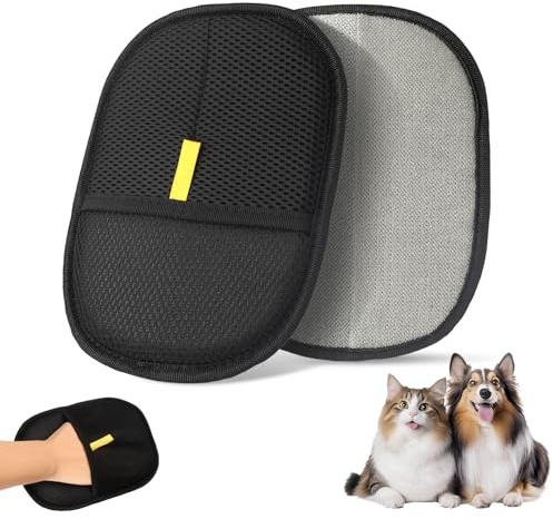 2 Stück Tierhaarentferner Handschuh Katzenhaarentferner HandSchuh Tierhaarentfernung Fell Magnet Handschuh Katzenhaarentferner Hand schuh Hundehaare Entfernen Katzenbürste, Wiederverwendbar,Doppelseit