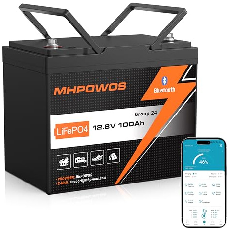 LiFePO4 100Ah 12V mit Bluetooth, 100A BMS Low Temperature Schutz Lithium Batterie 12V 100Ah, Max. 15000 Zyklens LiFePO4 Batterie für Trollingmotor, Wohnmobile, Wohnwagen, Boot, Camping