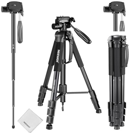 NEEWER 2 in 1 Kamera Stativ und Einbeinstativ, 177cm tragbares Reisestativ aus Aluminiumlegierung mit 3 Wege Schwenkkopf kompatibel mit Canon Nikon Sony DSLR, DV Camcorder Videoaufnahme Filmen, SAB264