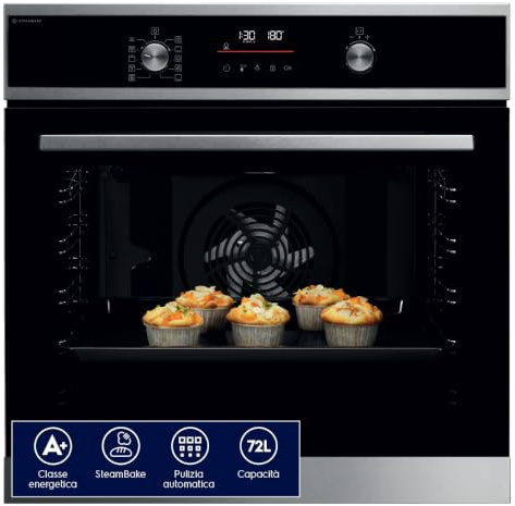 Electrolux Forno Multifunzione da Incasso 72 L EOD6P56X Classe A+ | 72 L di capacità, montaggio a incasso, pulizia pirolitica, display digitale, dimensioni 670x654x635 mm, classe energetica A+