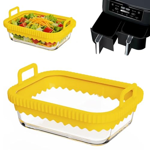Pirofila Airfryer,Teglia Vetro da Forno 21x16x7 cm,Accessori Friggitrice ad Aria,Air Fryer Glass Baking Tray,Contenitori per Friggitrice ad Aria,per Accessori Ninja Airfryer AF400EU/AF500EU