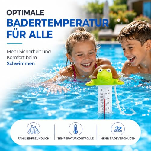 Thermometer schwimmend - Wasserthemometer für Pool & Schwimmbad & Whirpool - für präzise Messung (Schildkröte)