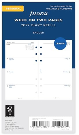 Filofax Personal Week on two pages English 2027 diary 27-68421