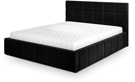 Masseno Polsterbett Verto K 200x200 cm, Doppelbett, Bettkasten, Stauraum, Lattenrost Und Kopfteil - Schwarz, Kronos 07