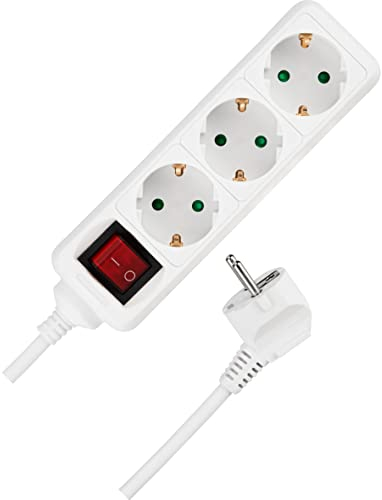 REV 0512313555 Steckerleiste, Steckdosenleiste 3fach f. Winkelstecker, 3m, 3500W, weiss