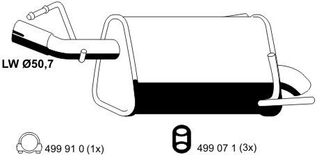 Auspuff Endschalldàƒ ¤mpfer Auspuffanlage Endtopf original ERNST (033275) 740mm