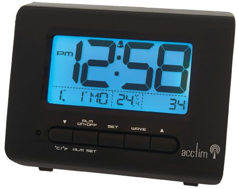 Acctim 71533 Monza Radio Controlled LCD Alarm Clock, Black