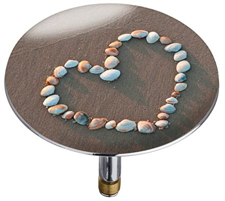 WENKO Bouchon de Baignoire Pluggy Shell Heart - Bouchon de lavabo, pour Tous Les écoulements Courants dans Le Commerce, Plastique, 7.5 x 6 x 7.5 cm, Multicolore