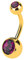 Piercingfaktor Bauchnabelpiercing Chirurgenstahl Bauch Bauchnabel Piercing Banane Stecker Anhänger mit Doppel Kristall Gold Violett 5mm x 8mm