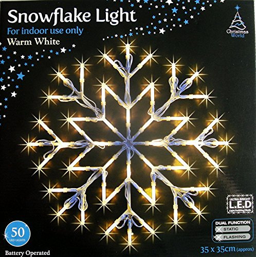 WARM WHITE SNOWFLAKE WINDOW LIGHT CHRISTMAS XMAS LED LIGHT