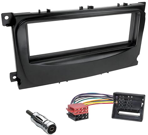 Sound-way Kit de Montage Autoradio, Façade Cadre de Radio 1 DIN, Adaptateur Compatible avec Ford Focus, C-Max, Mondeo, S-Max, Transit, Tourneo, Galaxy, Kuga