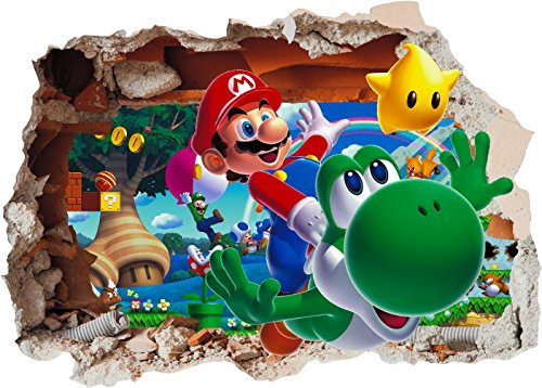 Vinyl-Aufkleber, Motiv: Super Mario Brothers Hole in Wall 2, gedruckt, für Kinderzimmer, A4