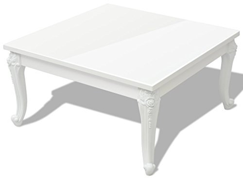 Festnight Table Basse Carré Blanc Brillant 80 x 80 x 42 cm
