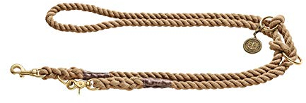 HUNTER LIST Verstellbare Führleine, Seil, Messing-Karabiner, maritim, 1, 2 x 200 cm, beige