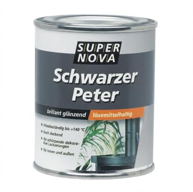 Schwarzer Peter spezial Lack - Hitzebeständiger Schutzanstrich für Öfen und Ofenrohre sowie für Auspuff- und Motorenteile 125ml