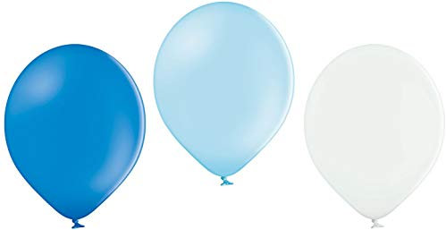 50 Luftballons 3 Farben hellblau, blau, weiß Qualitätsballons 27 cm Ø (Standardgröße B85)