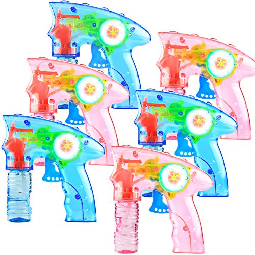 LED Bubble Gun Shooter, 6 Pieces Wind Up Blaster Outdoor Party Favor Prize