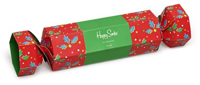 Happy Socks Weihnachten Socken 2-Pack Christmas Cracker Holly Box, farbenfrohe und verspielte Socken für Männer und Frauen, Rot-Grün (41-46)