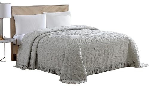Beatrice Home Fashions Medallion Chenille-Tagesdecke, Queensize, Grau