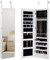 GOPLUS Schmuckschrank, Spiegelschrank, Schmuckregal hängend mit Spiegel, mit LED Beleuchtung, Farbewahl, für Ringe, Ohrringe, Halsketten, Armbänder (Weiß)