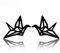 BlackAmazement 2er Set 316L Edelstahl Ohrstecker Ohrringe Kranich Origami Silber schwarz Rose Gold Damen (Schwarz)