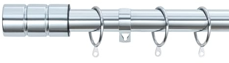 Plain Barrel Extendable Curtain Pole (25/28mm) (Nickel,180cm - 340cm) | Heavy Duty Metal Extendable Curtain Pole, 25/28MM Diameter, Rings & Fittings Included for Bedrooms, Lounges and Living Rooms