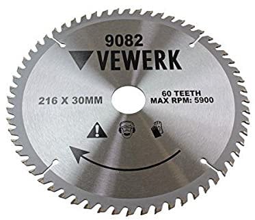 VEWERK TCT Circular Saw Blade 216mm x 30mm x 60T fits Festool, Makita 9082