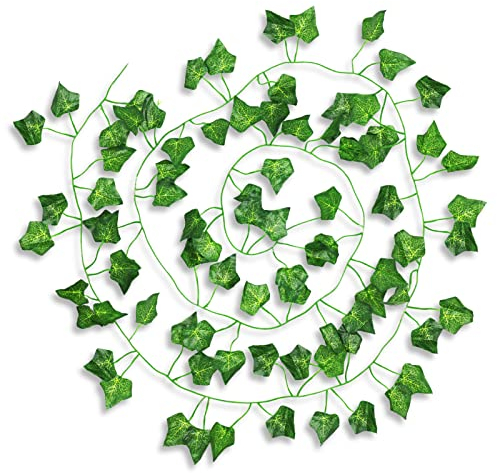LAMXD Edera Finta, 1 Pezzi Pianta Artificiale Rampicante, Edera Artificiale Ghirlanda Foglie Verdi per Matrimonio, Festa, Ufficio, Casa, Finestra, Giardino, Esterne Interne, Decorazione Murale