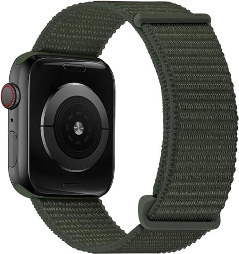 Oxwallen Correa de velcro de nailon cómoda y suave, compatible con Apple Watch 7, 45 mm, 42 mm, 44 mm, tejido trenzado elástico deportivo para mujeres y hombres, 5, 4 3