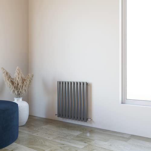 Oval Column Radiator 600x590mm Horizontal Design Single Central Heating Anthracite Rad